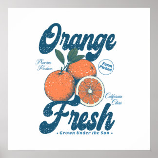Poster Cozinha de Laranja Fresca Vintage Califórnia Citru