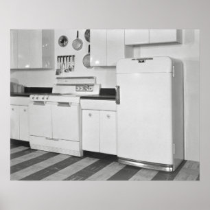Póster Cozinha de Meados do Século, 1951. Foto Antiga