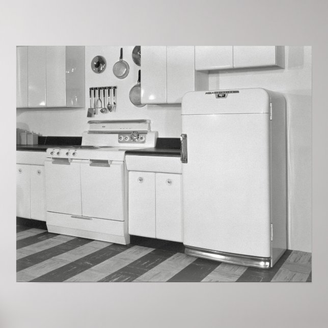 Póster Cozinha de Meados do Século, 1951. Foto Antiga (Frente)