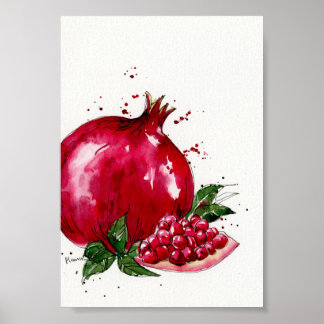 Poster Cozinha de Pomegranato de Aquarela