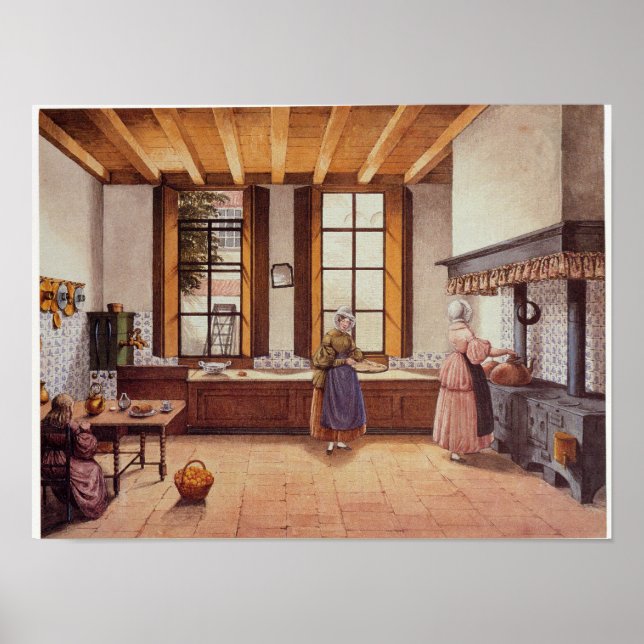 Póster Cozinha do Hotel Zwijnshoofd em Arnhem, 1838 (Frente)