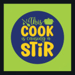 Poster Cozinha Engraçada Causando Uma Arte De Cozinhar Re<br><div class="desc">Arte tipográfica colorida com cores retrô e vibrantes. Peitos engraçados e citações sobre comida,  cozinhar,  assar e jantar. Condecoração perfeita para sua cozinha,  restaurante,  café,  compro de padaria ou restaurante. A cor de fundo (o círculo e o quadrado) é personalizável através da Ferramenta Design.</div>