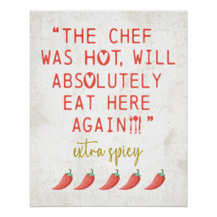 Póster Cozinha Engraçada de Chef Quente Revê Pimentos Pic