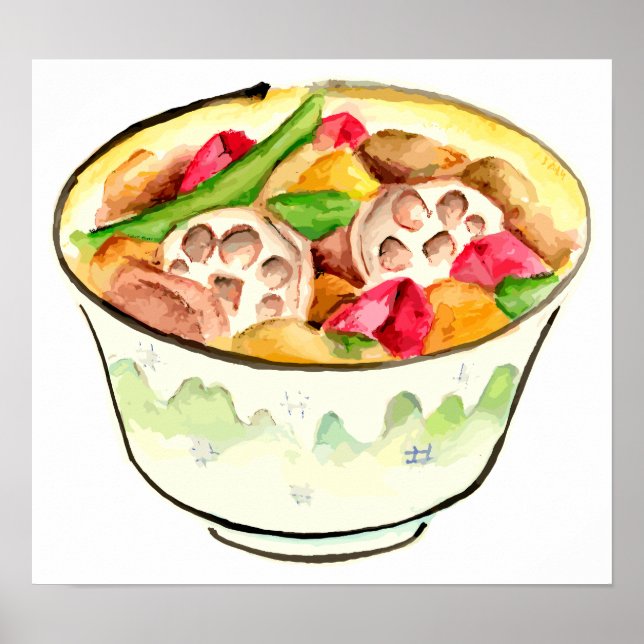 Poster Cozinha japonesa. Chikuzen-ni. (Frente)