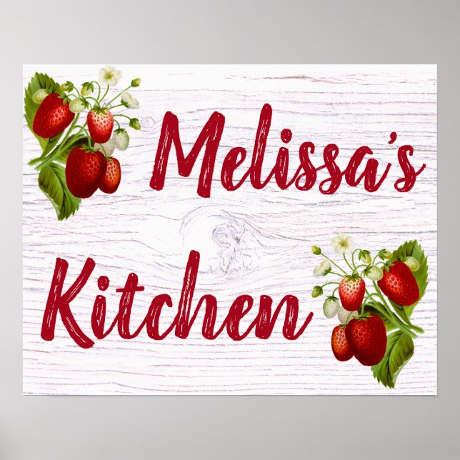Poster Cozinha Personalizada de Morango Personalizada Bis (Frente)