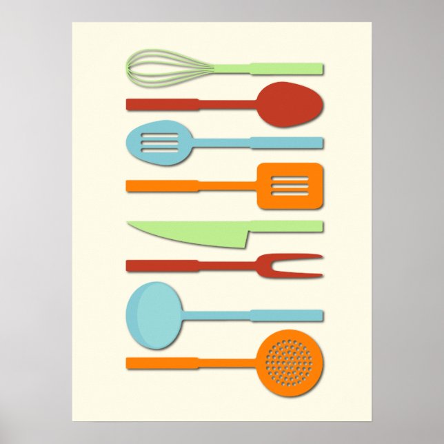 Póster Cozinha Utensil Silhuettes ORBLC II (Frente)