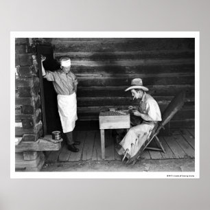 Poster Cozinha vendo um cowboy jogar cartas