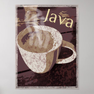 Póster Cozinhando a caneca rústica de Java
