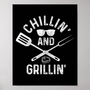 Poster Cozinhando E Grelhando Churrasco Chef Engraçado By