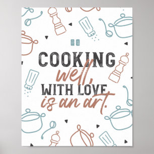 Poster Cozinhar Bem Com Tipografia De Amor