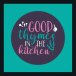 Poster Cozinhar engraçados, bons estilos na cozinha, arte<br><div class="desc">Arte tipográfica colorida com cores retrô e vibrantes. Peitos engraçados e citações sobre comida,  cozinhar,  assar e jantar. Condecoração perfeita para sua cozinha,  restaurante,  café,  compro de padaria ou restaurante. A cor de fundo (o círculo e o quadrado) é personalizável através da Ferramenta Design.</div>