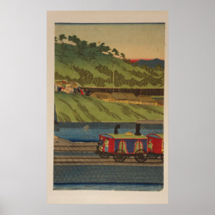 Póster Cozinhe o trem no litoral de Takanawa, painel 2 de