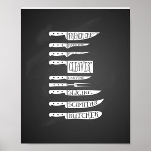 Poster cozinheira de cozinheiros estagiários facas corta 