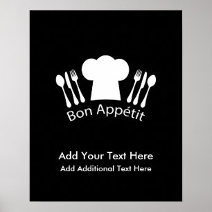 Poster Cozinheiro francês do gourmet do chapéu do