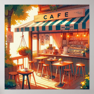 Poster Cozy Anime Cafe Art