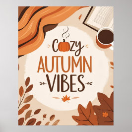 Poster Cozy Autumn Vibes - Design plano minimalista