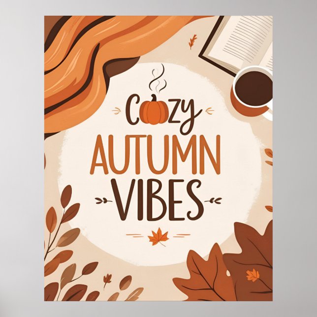 Poster Cozy Autumn Vibes - Design plano minimalista (Frente)