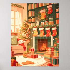 Poster Cozy Christmas Living Room