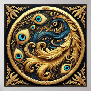 Poster Cozy Curled Up Peacock