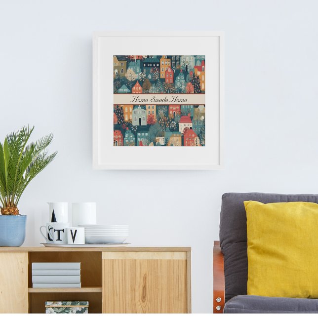 Poster Cozy Hygge Village Nordic Folart, costume (Criador carregado)