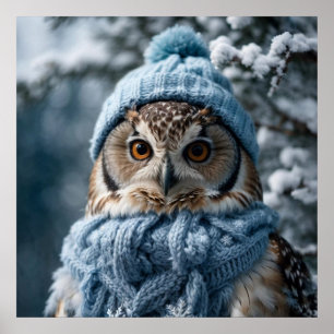Poster Cozy Whimsical Winter Wonderland Owl