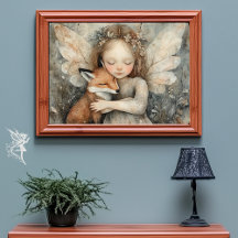 Cozy Winter Fairy & Fox | Whimsical Woodland Art