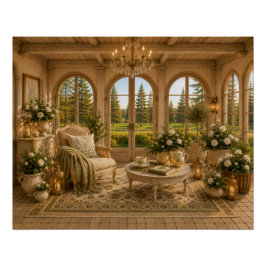 Póster Cozy Winter Garden Botanical Cottage Wall Art Post