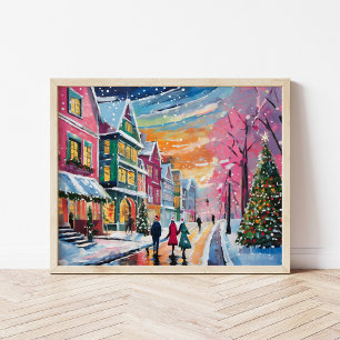 Poster Cozy Winter Street Scene Arte Moderna