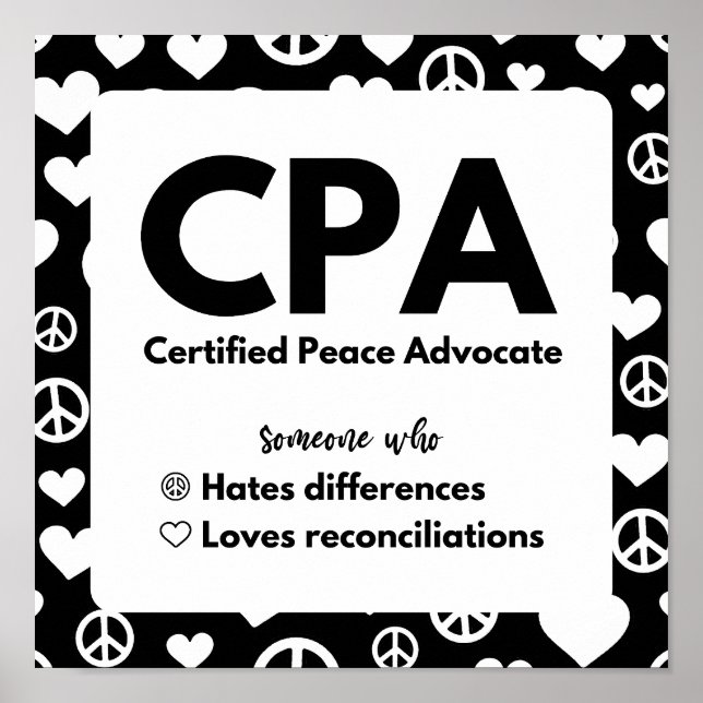 Poster CPA Certified Peace Advocate (Frente)