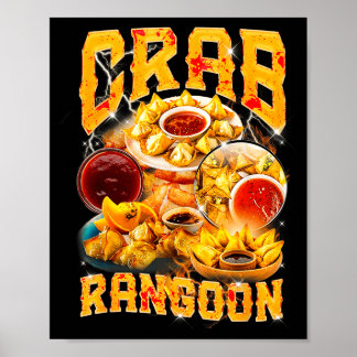 Poster Crab Rangoon Meme Contrafação Estilo Rap 90s Vinta