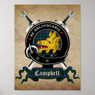 Poster Crachá Campbell Clan & Tartan 8,5x11