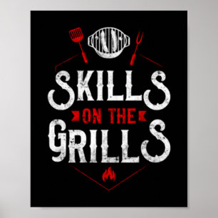 Poster Crachá de habilidades de churrasco masculino nos g