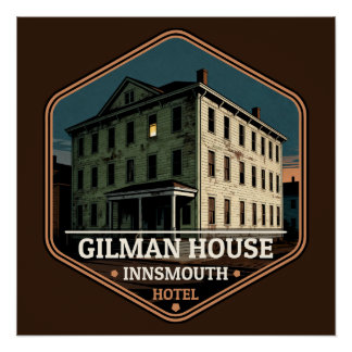 Póster Crachá de Viagem Vintage do Hotel Innsmouth Gilman