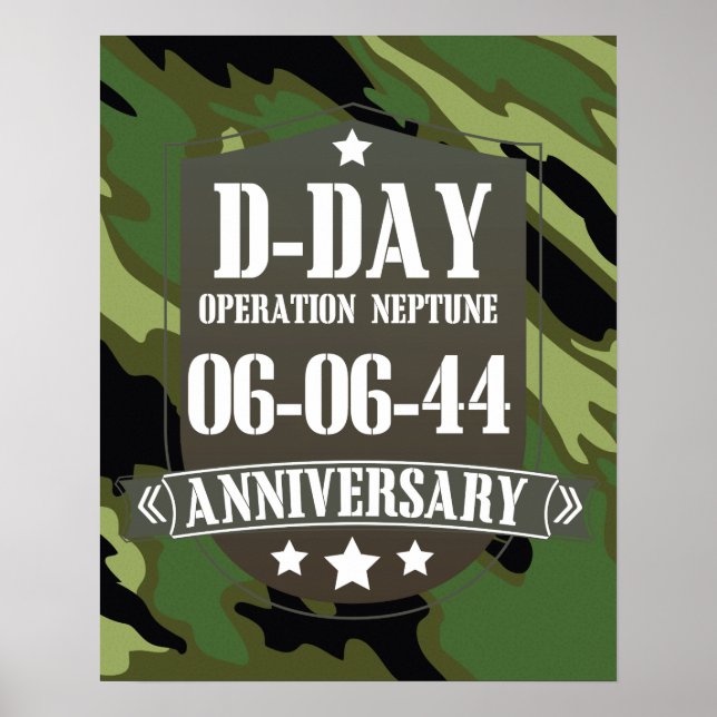 Póster Crachá do aniversário de D com camuflagem (Frente)