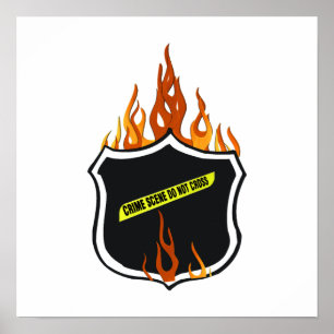 Póster Crachá flamejante da polícia do tatuagem