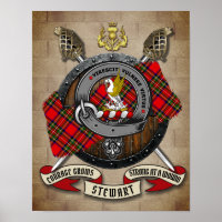 Crachá Stewart Clan W/Espadas Cruzadas Personaliza