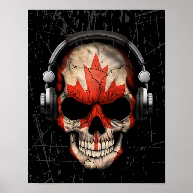 Póster Crachado de Dj Skull canadense com Fones de ouvido (Frente)