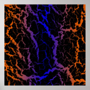 Poster Cracked Space Lava - Orange/Blue