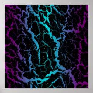 Poster Cracked Space Lava - Purple/Cyan