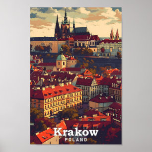 Poster Cracóvia Polônia Vintage Art Viagem