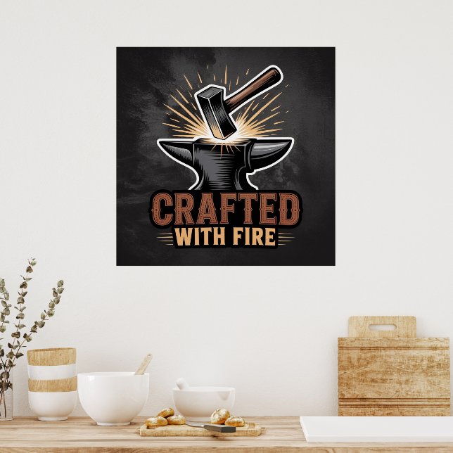 Poster Crafted With Fire – Rustic Artisan  (Cozinha)