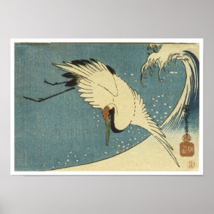 Poster Crane e Wave, Hiroshige