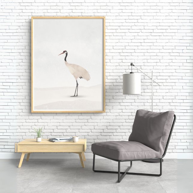Poster Crane Minimalist Aesthetic White Beige B-2 (Criador carregado)