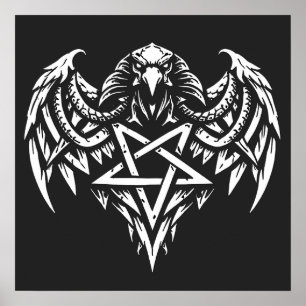 Poster Cráneo Pentagrama Tribal por BurnsInhell