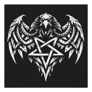 Póster Cráneo Pentagrama Tribal por BurnsInhell