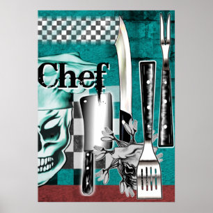 Póster Crânio 4 do cozinheiro chefe