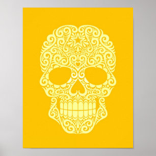 Poster Crânio amarelo de açúcar em espiral