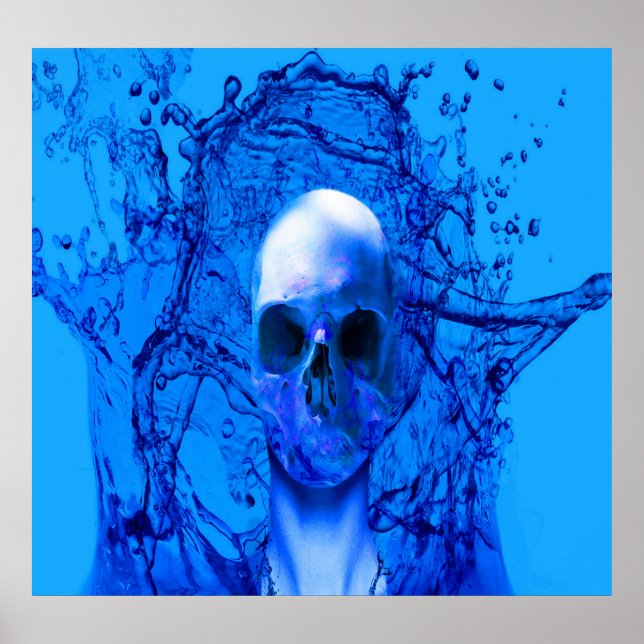 Póster crânio azul alienígena (Frente)