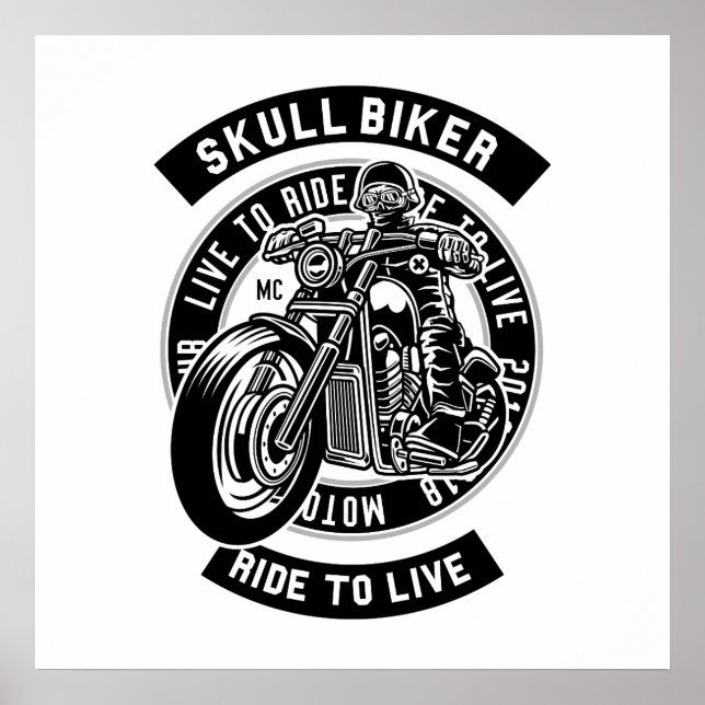 Poster Crânio Biker (Frente)