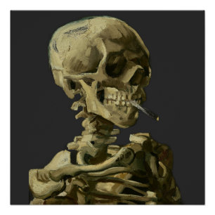 Póster Crânio com cigarro por Van Gogh